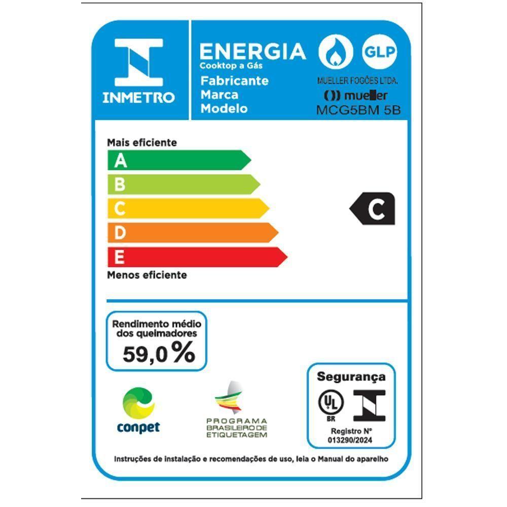 Cooktop Mueller 5 Bocas 77cm com Grade Dupla MCG5BM Bivolt - 10
