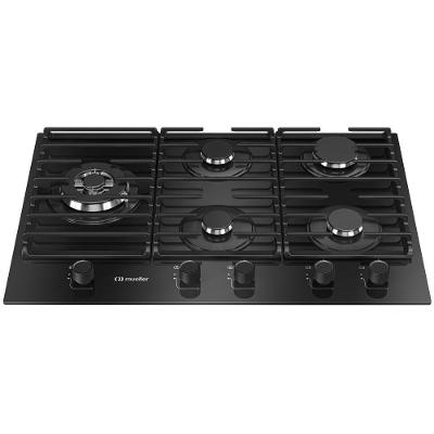 Cooktop a Gás Mueller MCG5BM 5 Bocas Vidro Temperado com Trempe Ferro Fundido Preto Bivolt