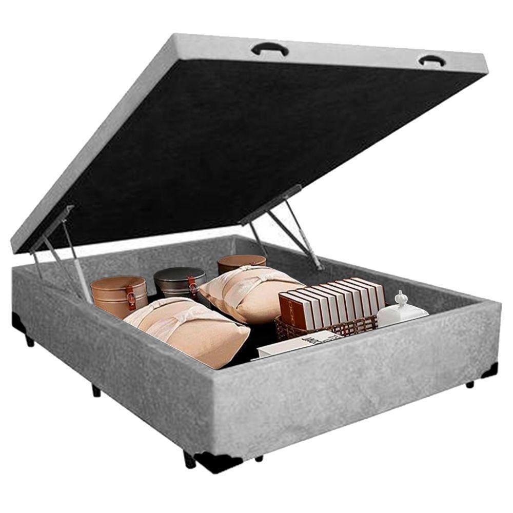 Cama Box Baú Viúva Sereneprime Suede Cinza 128x188x44 - 2