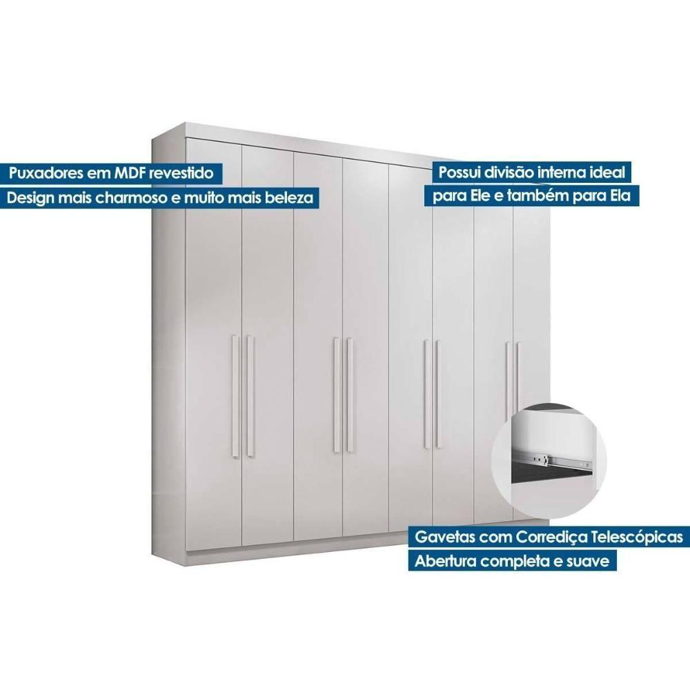 Guarda Roupa Casal 8 Portas E 4 Gavetas Master New 8.4 Branco - 6