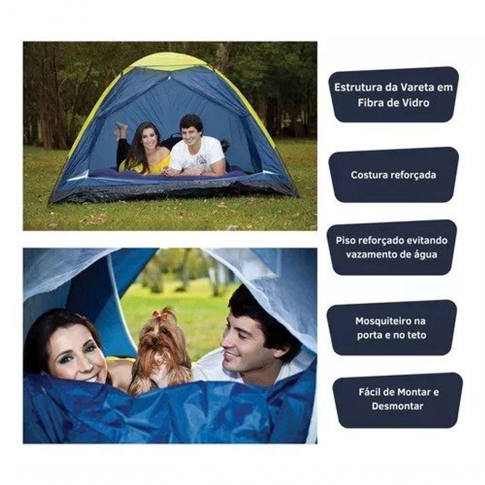 Barraca De Acampamento Iglu Azul 3 Pessoas - 3