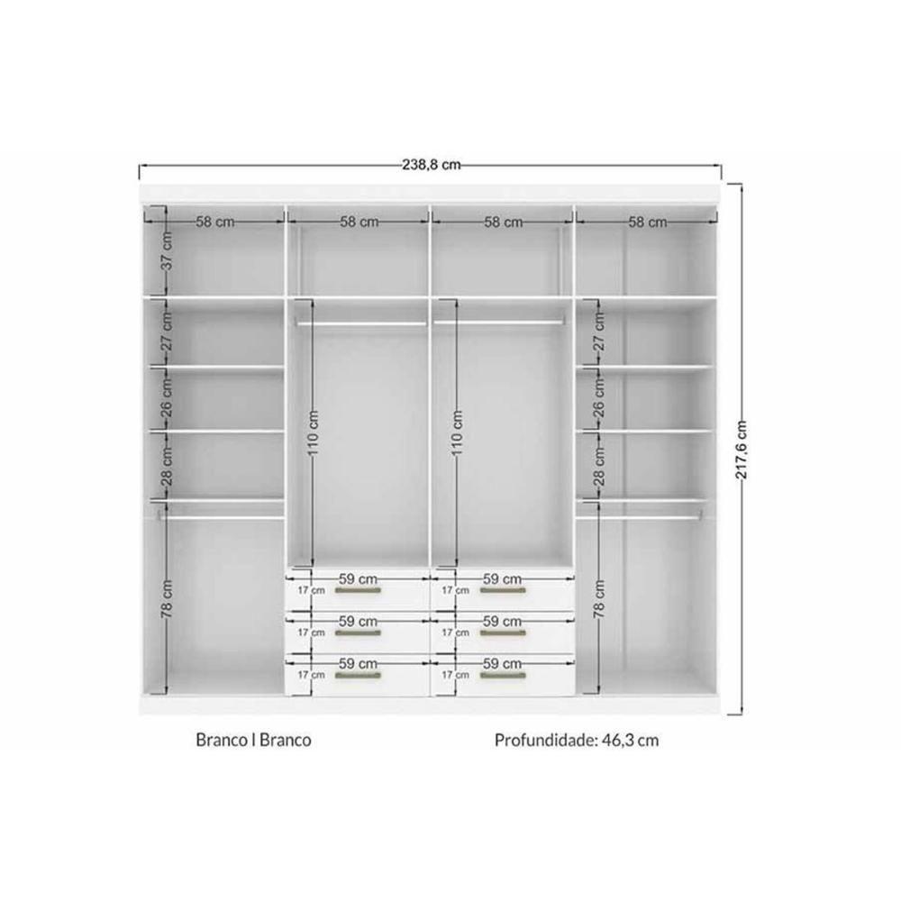 Guarda Roupa Casal 8 Portas e 6 Gavetas 8.6 Master Jatoba - Santos Andirá - 5