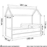 Cama Infantil Casinha Com Auxiliar Infix C06 Aveiro/branco - Mpozenato - 5