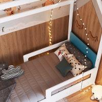 Cama Infantil Casinha Com 2 Gavetas Infix C06 Branco/azul - Mpozenato - 3