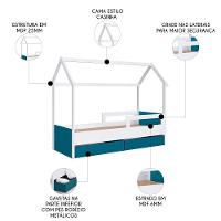 Cama Infantil Casinha Com 2 Gavetas Infix C06 Branco/azul - Mpozenato - 6