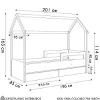 Cama Infantil Casinha Com 2 Gavetas Infix C06 Branco/azul - Mpozenato - 8