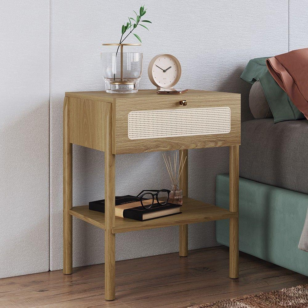 Mesa De Cabeceira Com 1 Gavetas Pés Madeira Arlo A10 Hanover - Mpozenato - 9