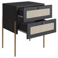 Mesa De Cabeceira Com 2 Gavetas Pé Metal Arlo A10 Nero/dourado - Mpozenato