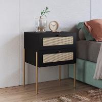 Mesa De Cabeceira Com 2 Gavetas Pé Metal Arlo A10 Nero/dourado - Mpozenato - 7