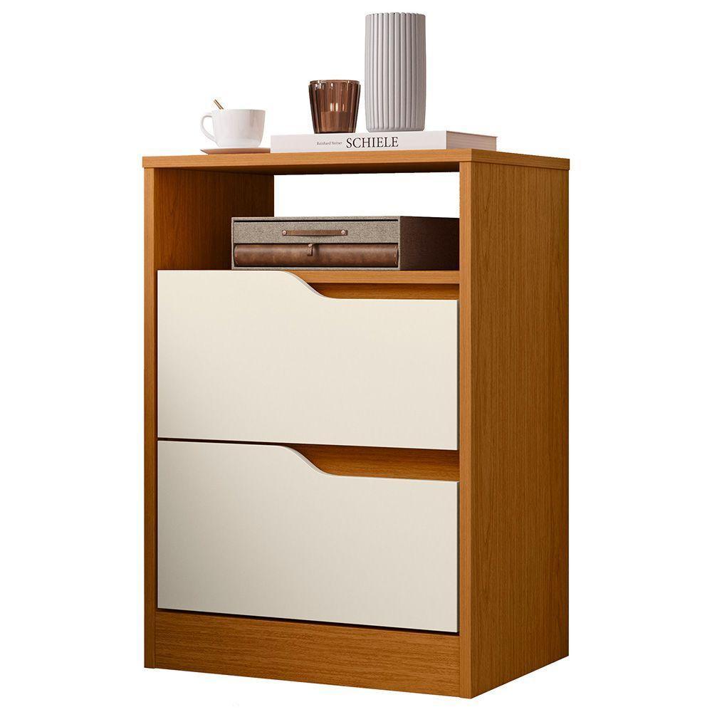 Mesa De Cabeceira Com Gavetas Kit 2 Sole Flex Cinamomo/off - Albatroz - 5