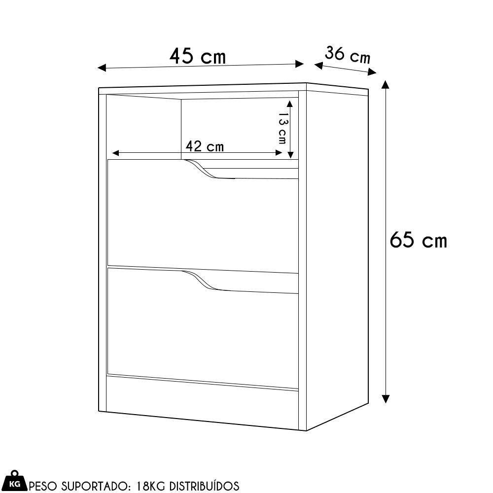Mesa De Cabeceira Com Gavetas Kit 2 Sole Flex Cinamomo/off - Albatroz - 7
