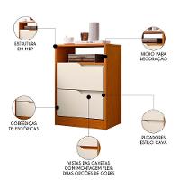 Mesa De Cabeceira Com Gavetas Kit 2 Sole Flex Cinamomo/off - Albatroz - 8