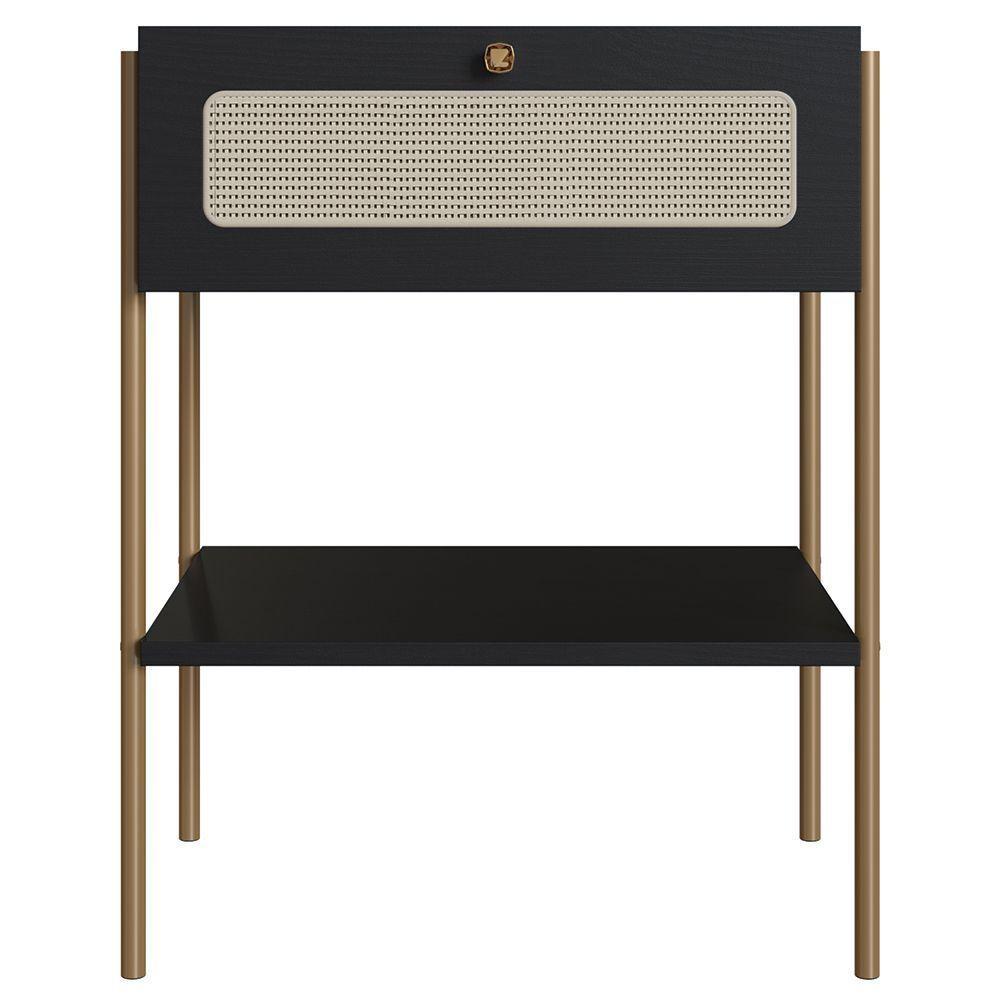 Mesa De Cabeceira Com 1 Gavetas 50cm Arlo A10 Nero/dourado - Mpozenato - 3