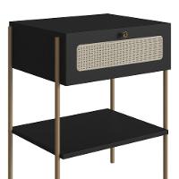 Mesa De Cabeceira Com 1 Gavetas 50cm Arlo A10 Nero/dourado - Mpozenato - 2