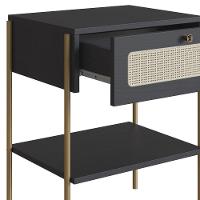 Mesa De Cabeceira Com 1 Gavetas 50cm Arlo A10 Nero/dourado - Mpozenato - 5