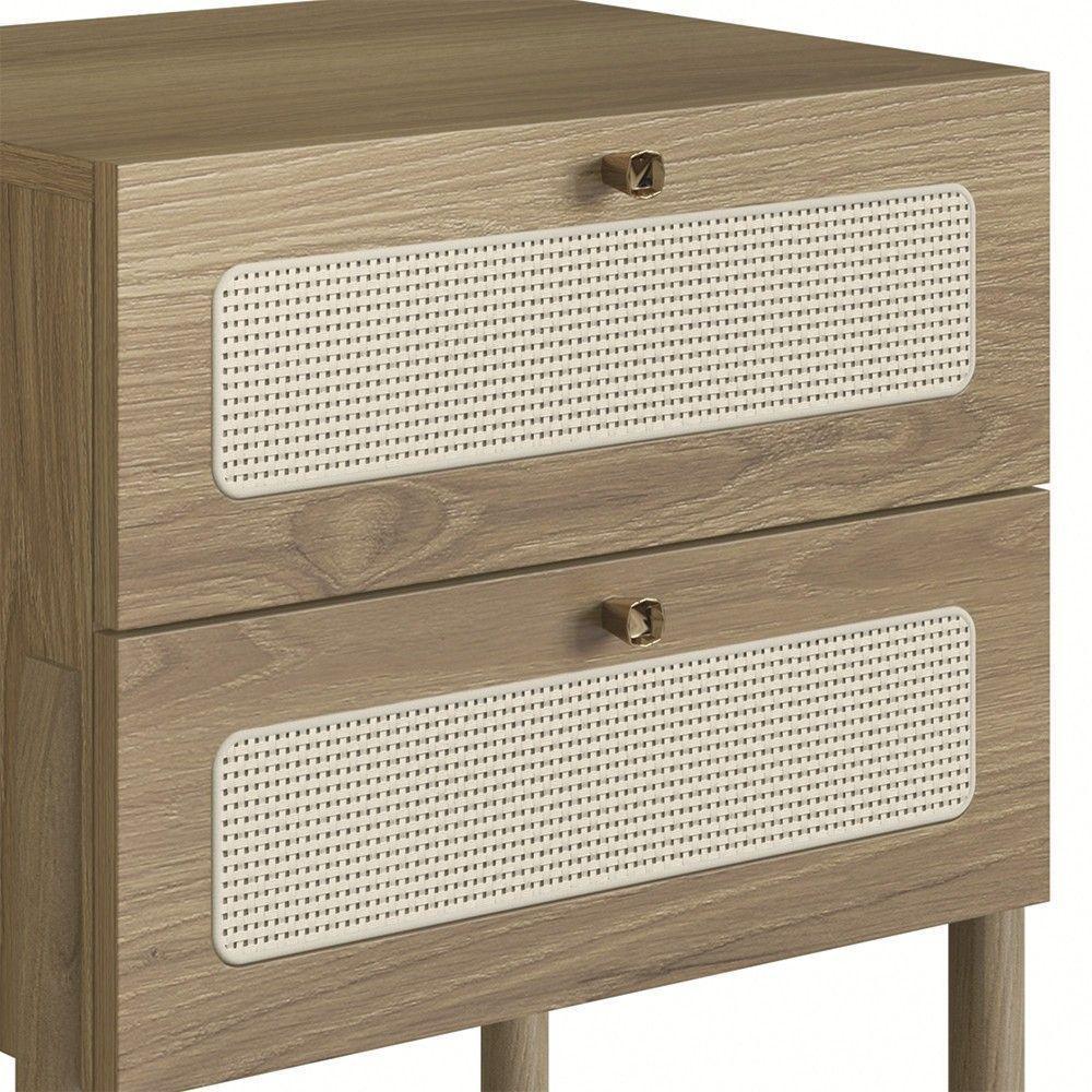 Mesa De Cabeceira Com 2 Gavetas Pés Madeira Arlo A10 Hanover - Mpozenato - 2