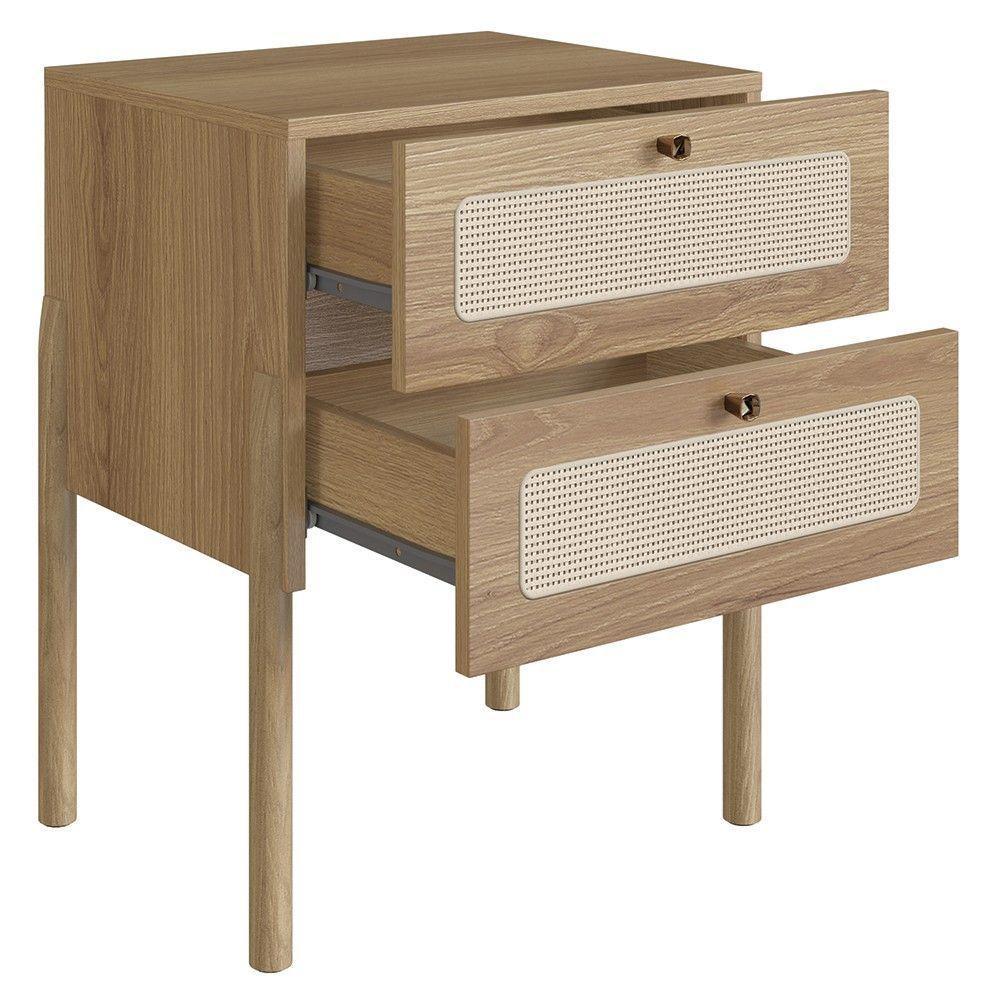 Mesa De Cabeceira Com 2 Gavetas Pés Madeira Arlo A10 Hanover - Mpozenato - 9