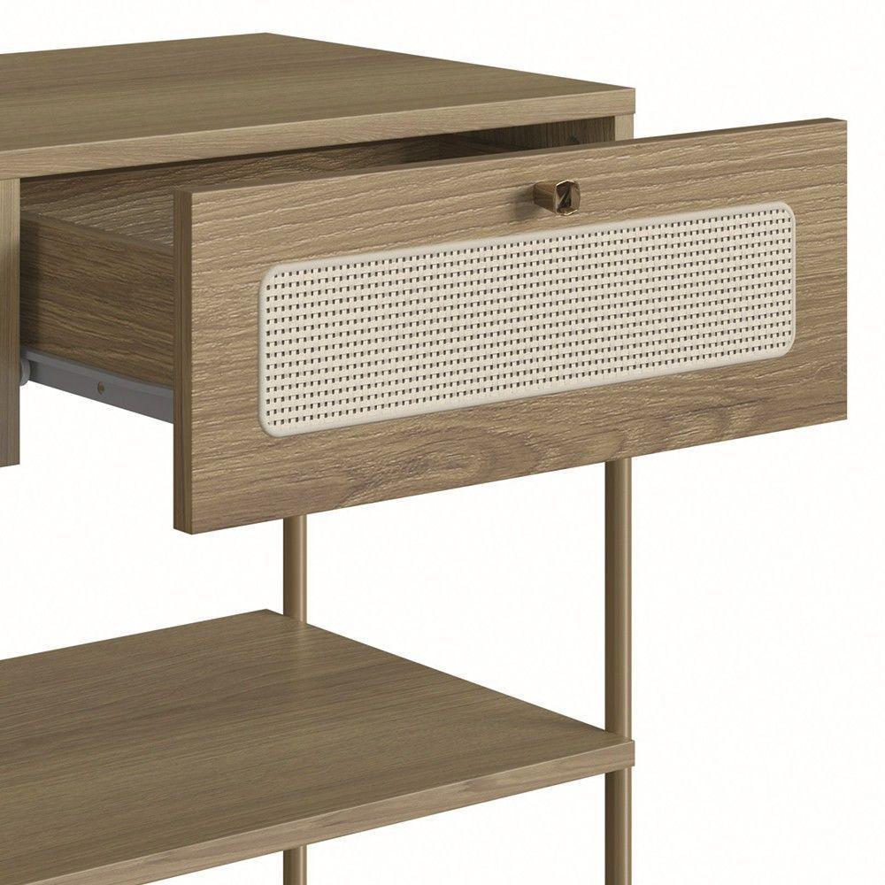 Mesa De Cabeceira Com 1 Gavetas 50cm Arlo A10 Hanover/dourado - Mpozenato - 3