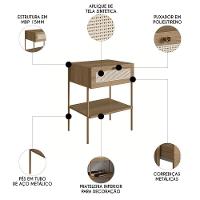 Mesa De Cabeceira Com 1 Gavetas 50cm Arlo A10 Hanover/dourado - Mpozenato - 6