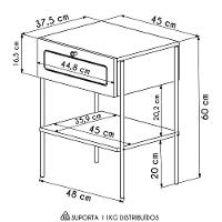 Mesa De Cabeceira Com 1 Gavetas 50cm Arlo A10 Hanover/dourado - Mpozenato - 8