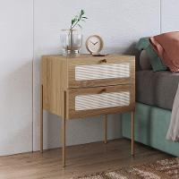 Mesa De Cabeceira Com 2 Gavetas Pé Metal Arlo A10 Hanover/dourado - Mpozenato - 7