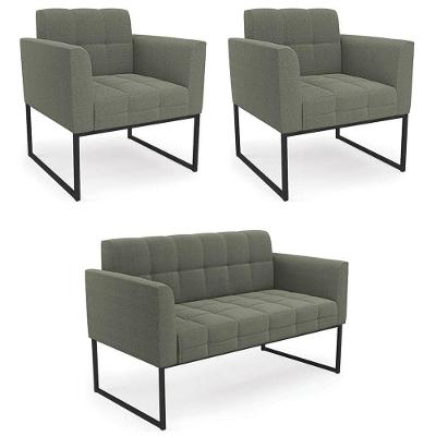 Namoradeira E 2 Poltronas Industrial Preto Ana Bouclé Menta - Ibiza