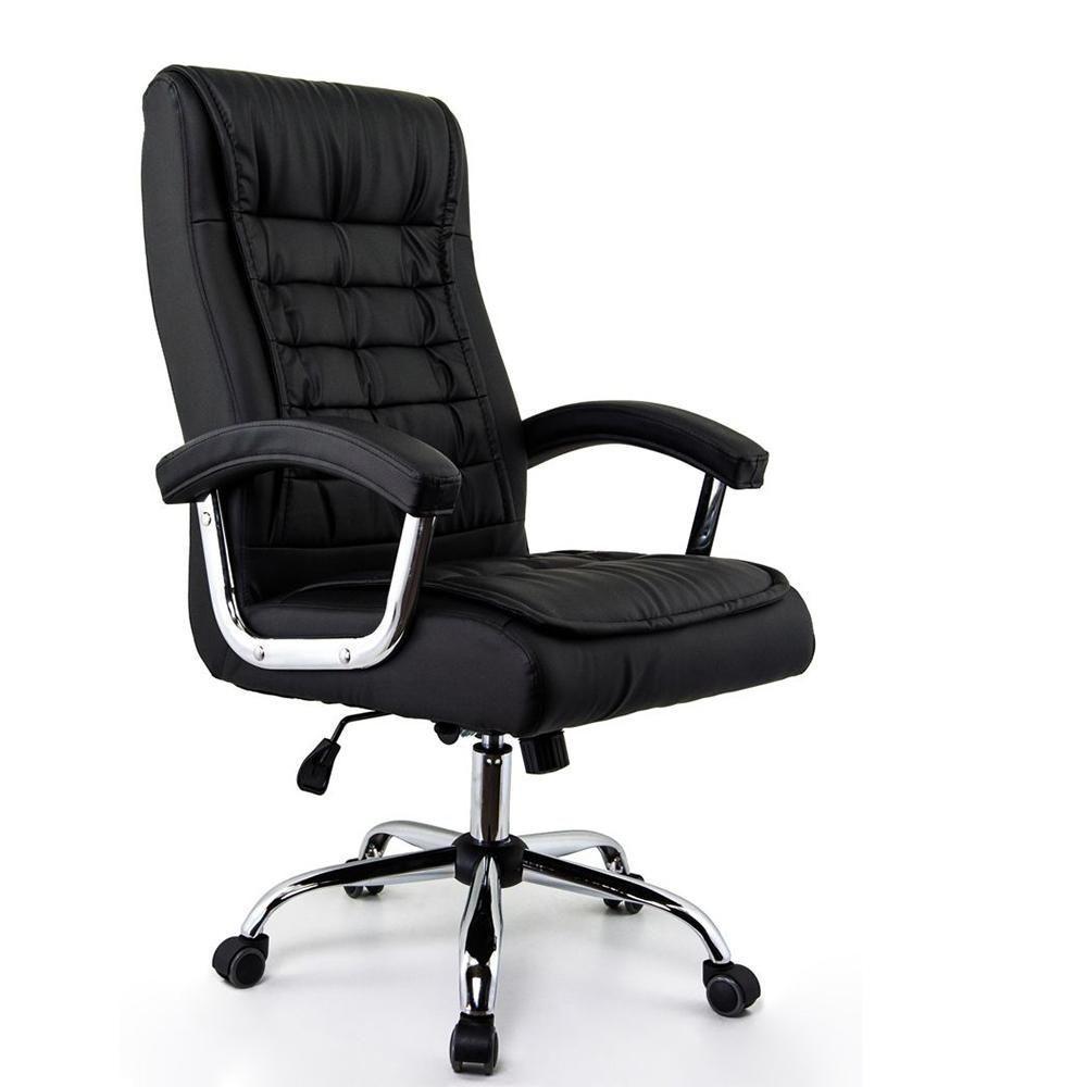 Cadeira de Escritório Presidente Fox Base Cromada com Rodinha Molas Ensacadas Preta - UT-C351 - 1