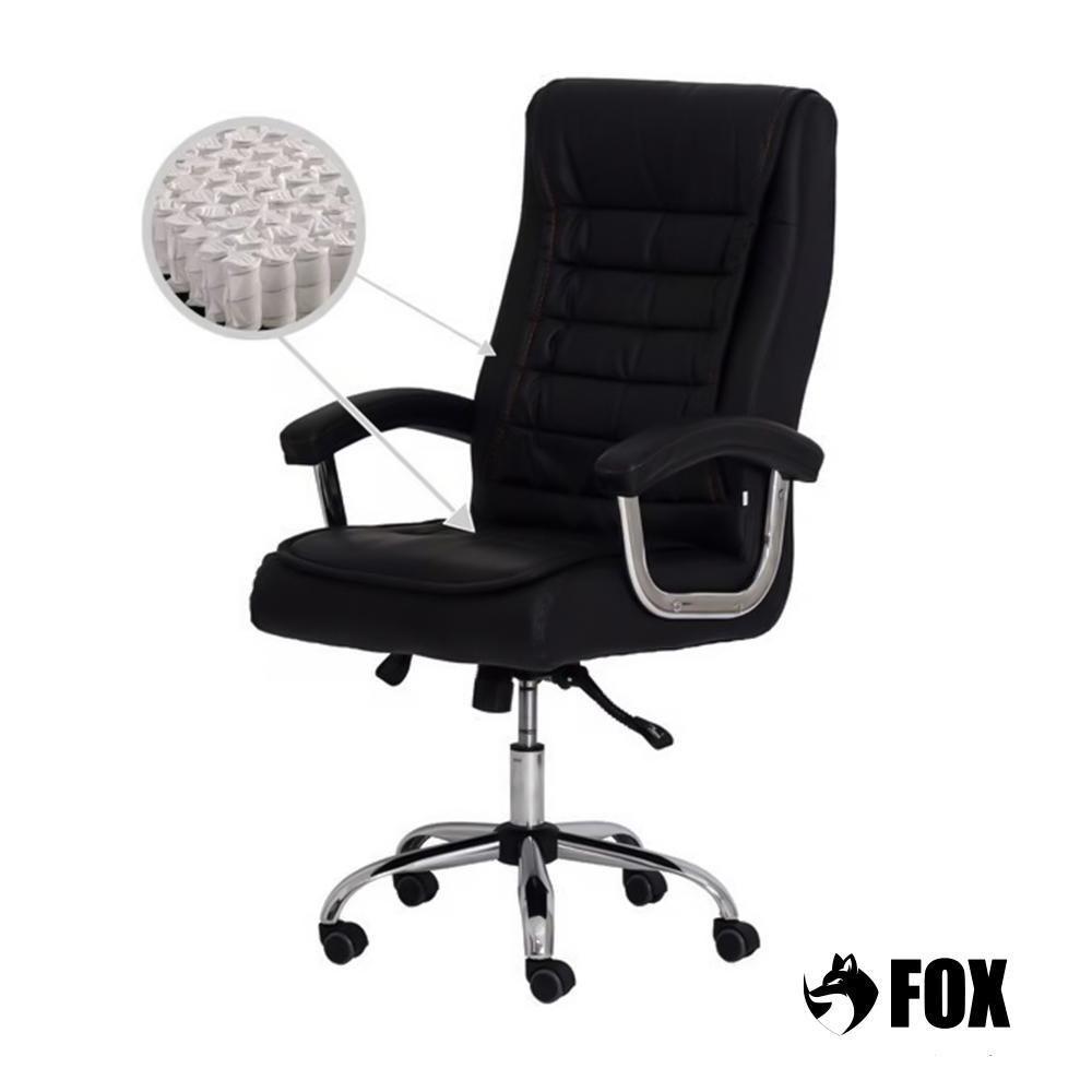 Cadeira de Escritório Presidente Fox Base Cromada com Rodinha Molas Ensacadas Preta - UT-C351 - 2