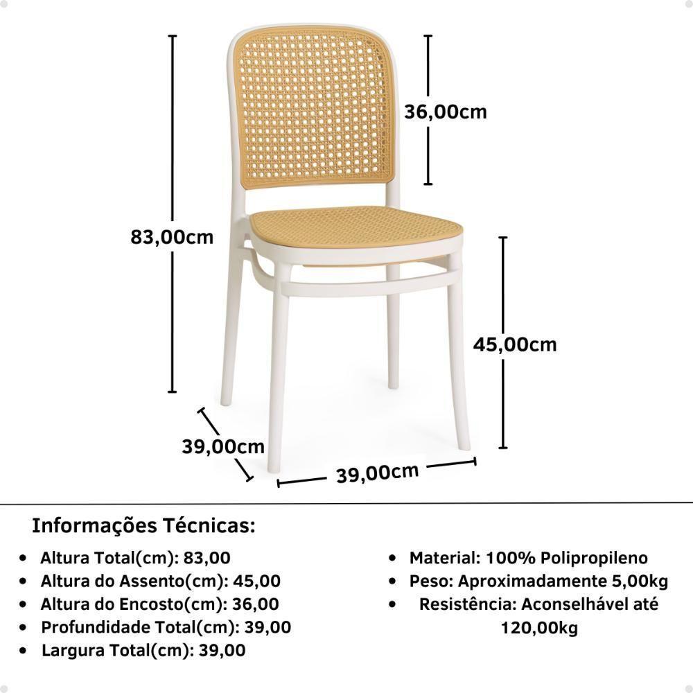 Conjunto Mesa De Jantar Redonda Eiffel Branca 90cm Com 4 Cadeiras Roma - Branco - 5