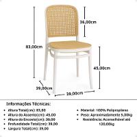 Conjunto Mesa De Jantar Redonda Eiffel Branca 90cm Com 4 Cadeiras Roma - Branco - 5