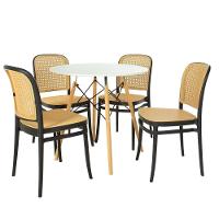 Conjunto Mesa De Jantar Redonda Eiffel Branca 90cm Com 4 Cadeiras Roma - Preta - 1