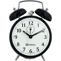 Relógio Despertador Antigo Mecânico De Metal A Cordas Preto Herweg 220034 Único - 1