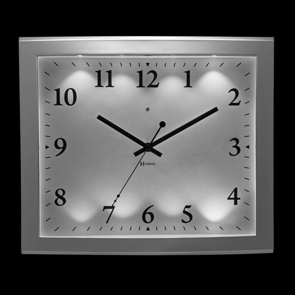 Relógio De Parede Herweg Com Iluminação Prata Metálico 6910 Único - 2