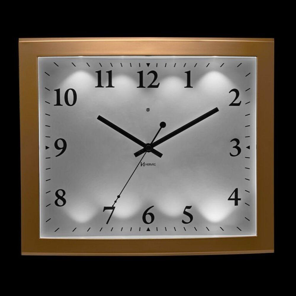 Relógio De Parede Herweg Com Iluminação Dourado Fosco 6910 Único - 2