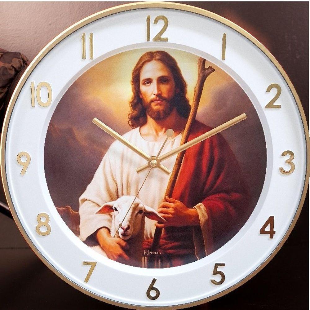 Relógio De Parede Branco Com Dourado Silencioso Herweg 685318 Único - 1