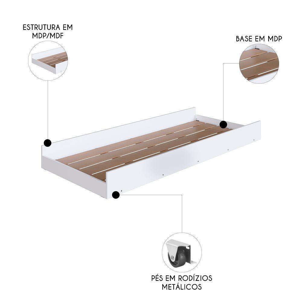 Cama Auxiliar Infantil Para Colchão 78x188cm Infix C06 Branco - Mpozenato - 4