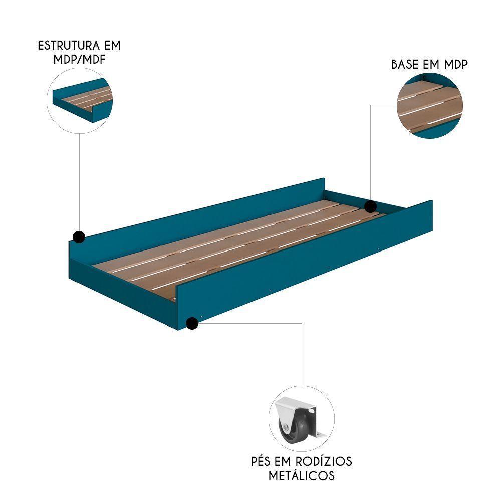 Cama Auxiliar Infantil Para Colchão 78x188cm Infix C06 Azul - Mpozenato - 4