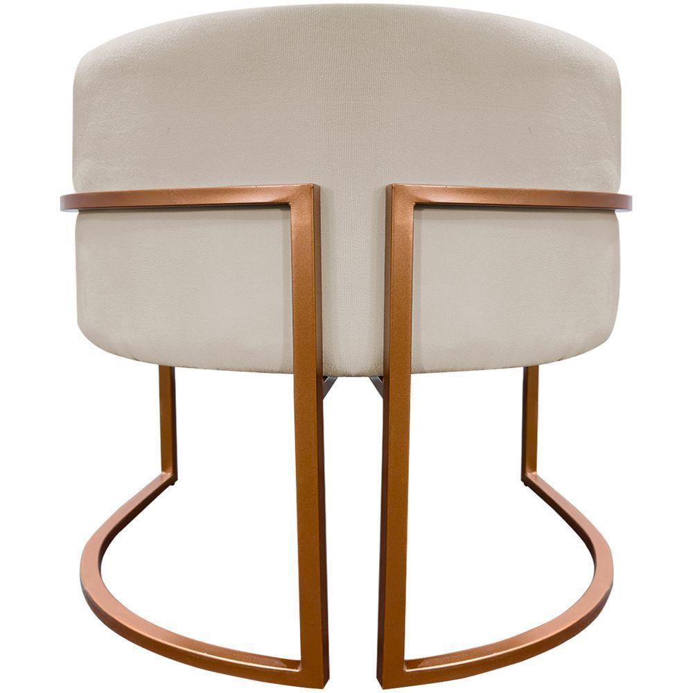 Kit 2 Poltronas Para Sala De Recepção Luna Suede Cores Base De Ferro Bronze - Bege, Suede - 3