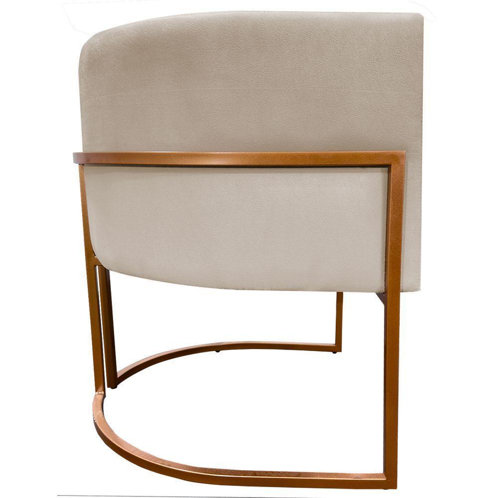 Kit 2 Poltronas Para Sala De Recepção Luna Suede Cores Base De Ferro Bronze - Bege, Suede - 8