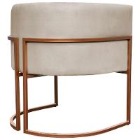 Kit 2 Poltronas Para Sala De Recepção Luna Suede Cores Base De Ferro Bronze - Bege, Suede