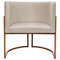 Kit 2 Poltronas Para Sala De Recepção Luna Suede Cores Base De Ferro Bronze - Bege, Suede - 6