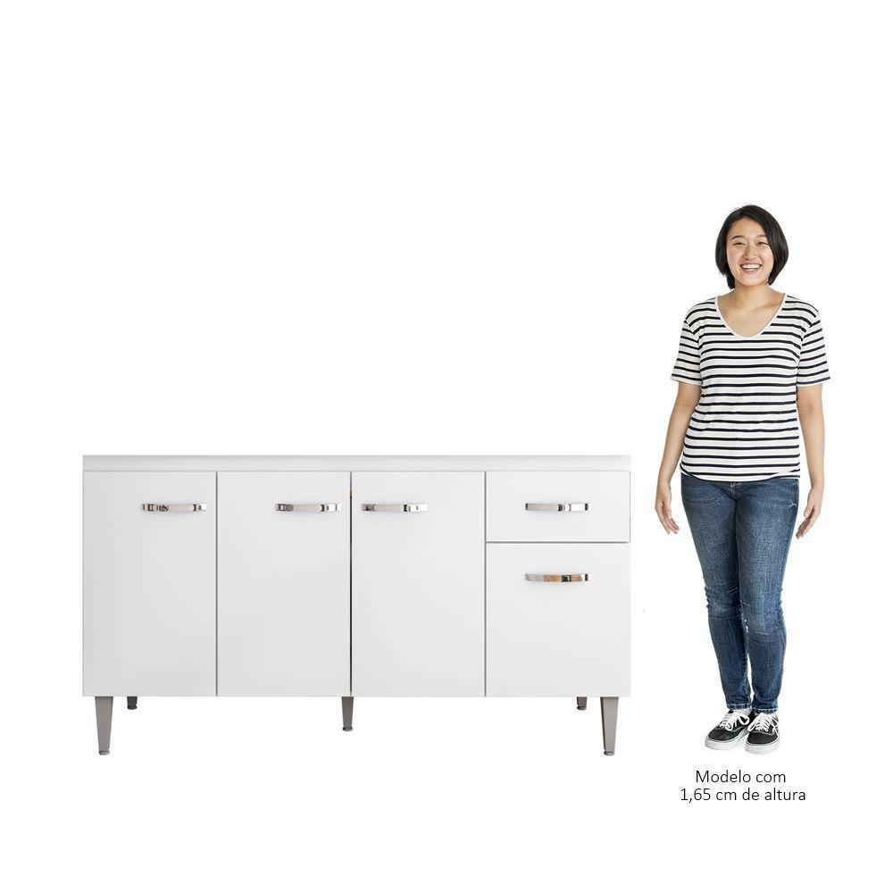 Balcão Gabinete Para Pia Sem Tampo 150cm 4 Portas E 1 Gaveta Flex Gabriela Branco-preto - 5