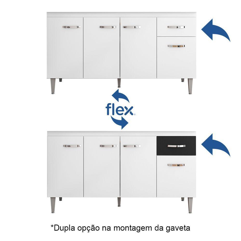 Balcão Gabinete Para Pia Sem Tampo 150cm 4 Portas E 1 Gaveta Flex Gabriela Branco-preto - 7
