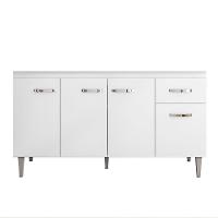 Balcão Gabinete Para Pia Sem Tampo 150cm 4 Portas E 1 Gaveta Flex Gabriela Branco-preto - 1