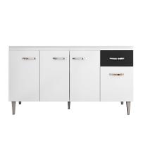 Balcão Gabinete Para Pia Sem Tampo 150cm 4 Portas E 1 Gaveta Flex Gabriela Branco-preto - 2