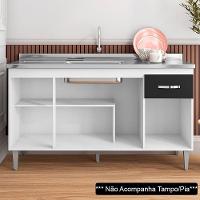 Balcão Gabinete Para Pia Sem Tampo 150cm 4 Portas E 1 Gaveta Flex Gabriela Branco-preto - 3