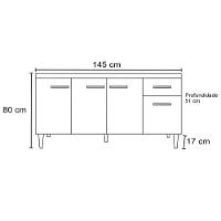 Balcão Gabinete Para Pia Sem Tampo 150cm 4 Portas E 1 Gaveta Flex Gabriela Branco-preto - 10