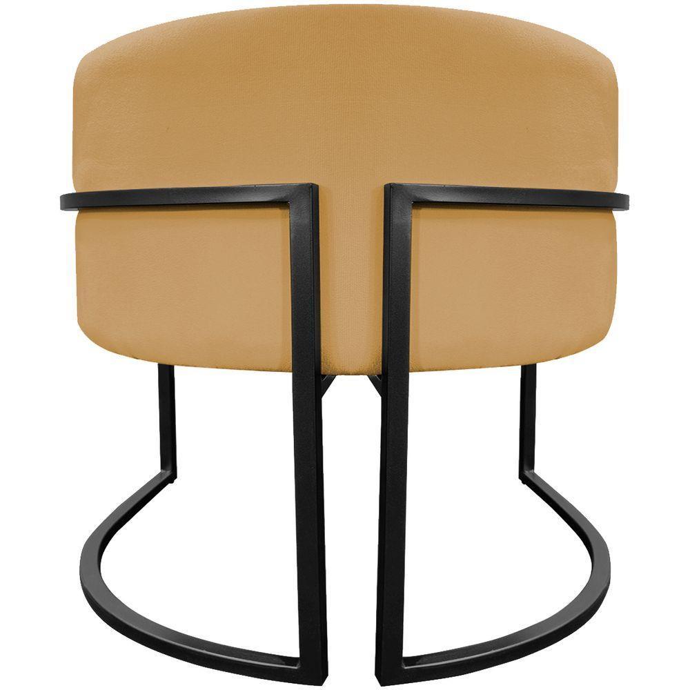 Kit 2 Poltronas Luna Suede Cores Base De Ferro Preta - Mostarda, Suede - 3