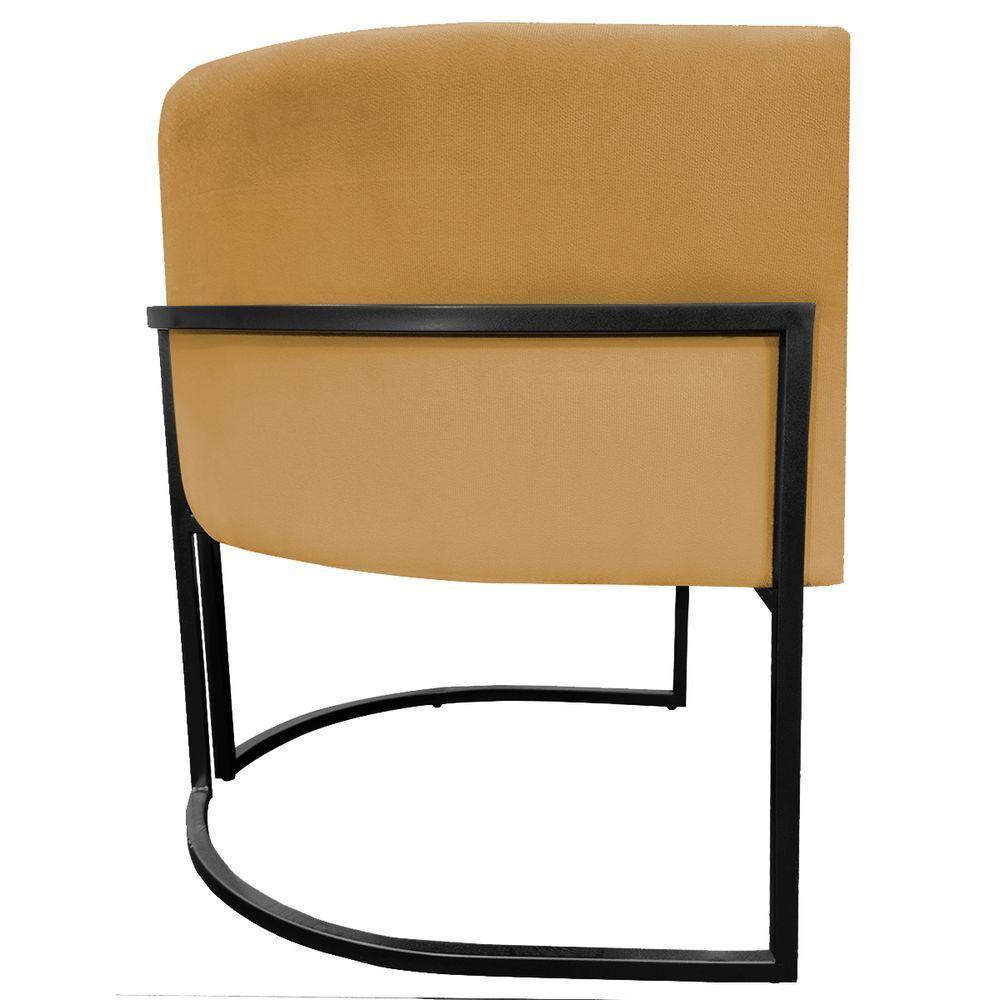 Kit 2 Poltronas Luna Suede Cores Base De Ferro Preta - Mostarda, Suede - 9