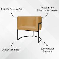 Kit 2 Poltronas Luna Suede Cores Base De Ferro Preta - Mostarda, Suede - 5